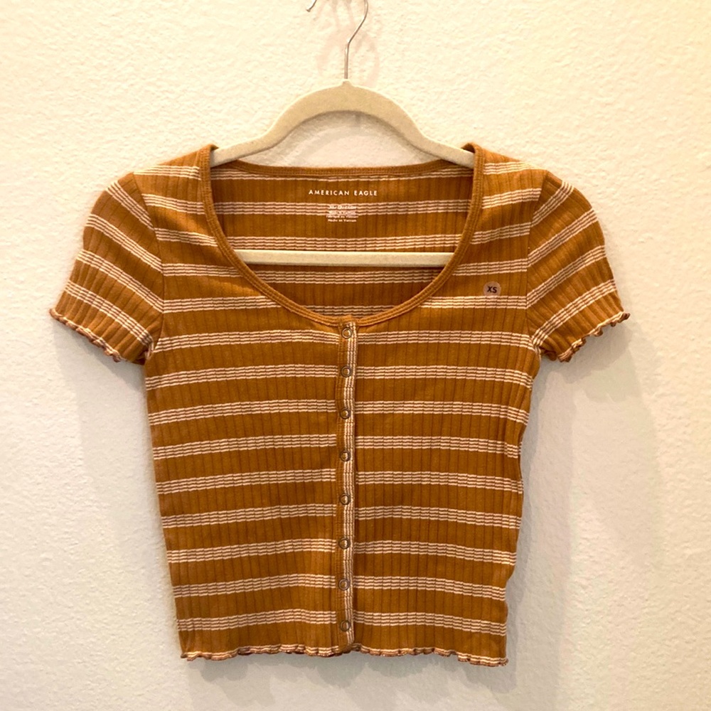 NWT American Eagle Womens Snap Button Crop Top Sz. XS